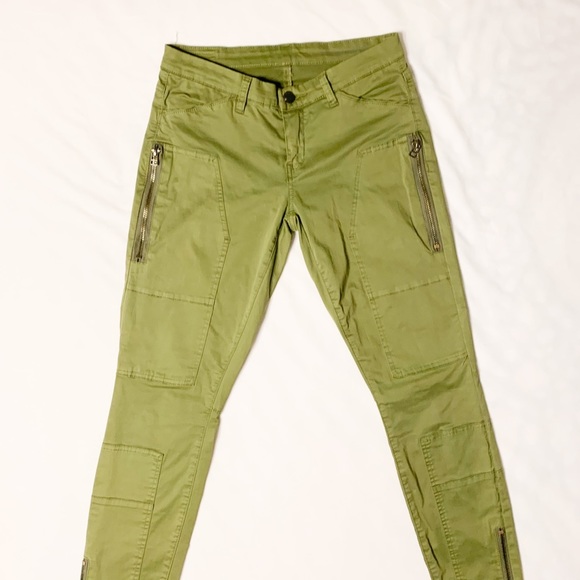 BLANK NYC Army Olive Green Skinny Zipper Pants-26 - Picture 2 of 12